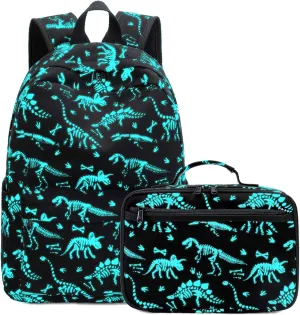 LEDAOU Kids School Backpack with Lunch Box for Boy Kindergarten BookBag School Bag Preschool Kindergarten Toddler Backpack (Luminous)