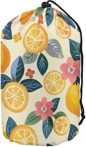 Lemon Pattern Stuff Bag Waterproof Drawstring Bag Ultralight Sleeping Bag Stuff Sack for Traveling Hiking Backpacking Set of 3