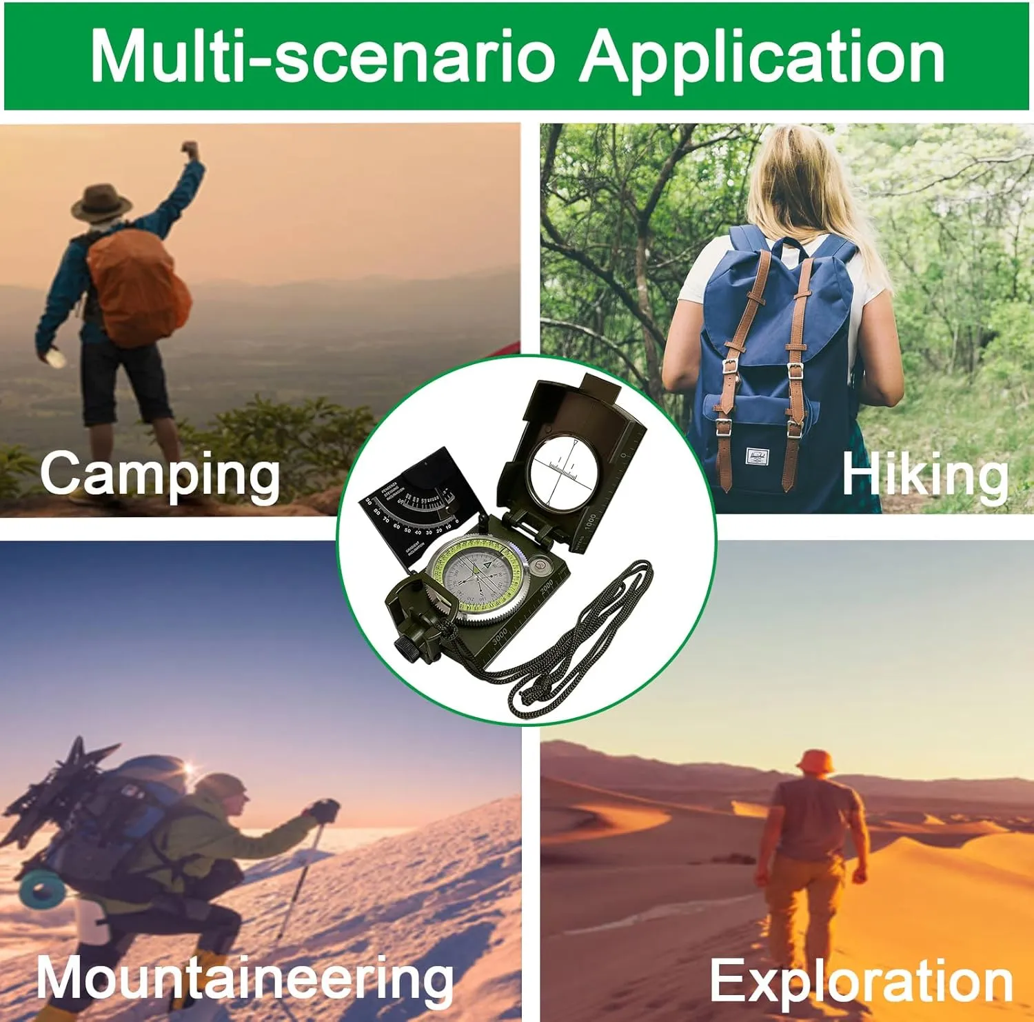 Lensatic Compass Military Grade, JYEASTZ Sighting Clinometer Compass for Hiking, IP65 Waterproof Professional Outdoor Compass Durable Boy Scout Compass with Carry Bag