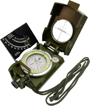 Lensatic Compass Military Grade, JYEASTZ Sighting Clinometer Compass for Hiking, IP65 Waterproof Professional Outdoor Compass Durable Boy Scout Compass with Carry Bag
