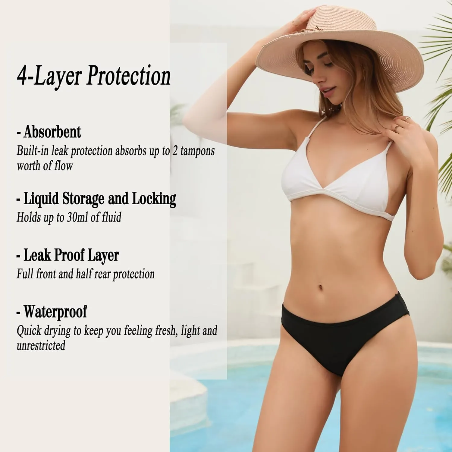 Leoparts Period Swimwear Leakproof Bikini Bottoms Low Rise Swimuit Bottom Briefs for Teen Girls Women