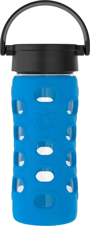 Lifefactory 12-Ounce BPA-Free Glass Water Bottle with Classic Cap and Protective Silicone Sleeve, Cobalt Blue