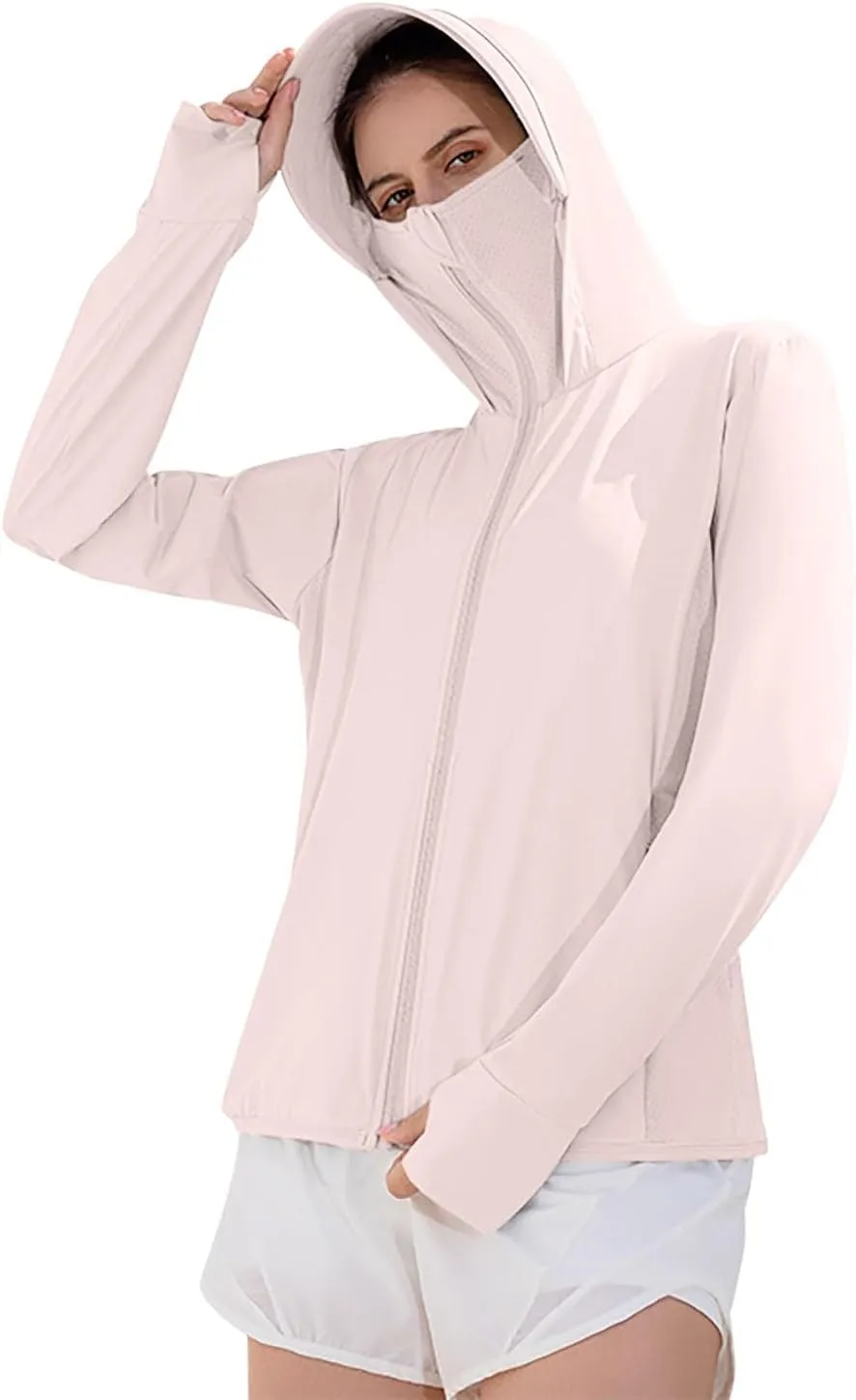 Light Weight Zip up Hoodie Women Fashion Lightweight Solid Color Long Sleeve Sun Shirts with Pockets Outdoor Hiking