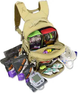 Lightning X Fully Stocked TacMed First Responder Trauma Medical Backpack EMT Kit | MB45-SKF | w/Professional First Aid Emergency Supplies (Tan)