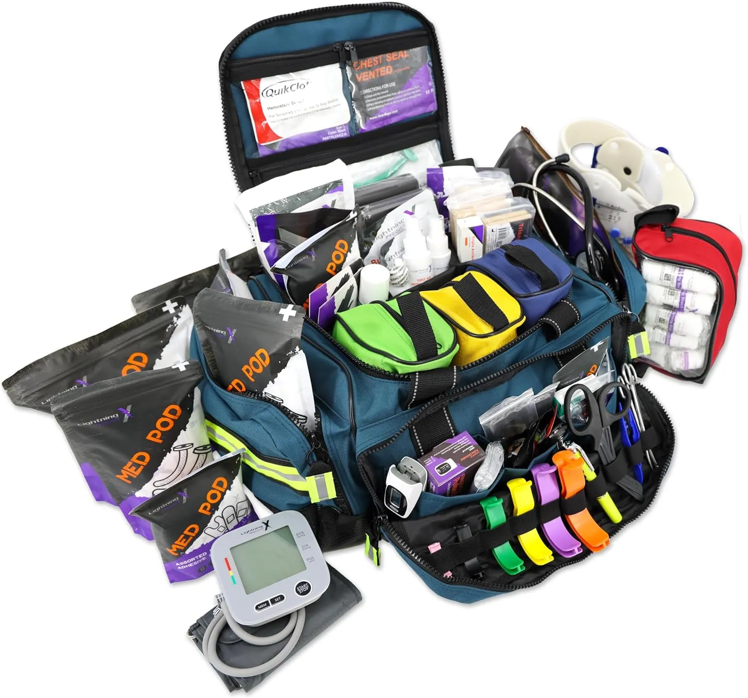 Lightning X Premium Stocked Modular EMS/EMT Trauma First Aid Responder Medical Bag   Kit