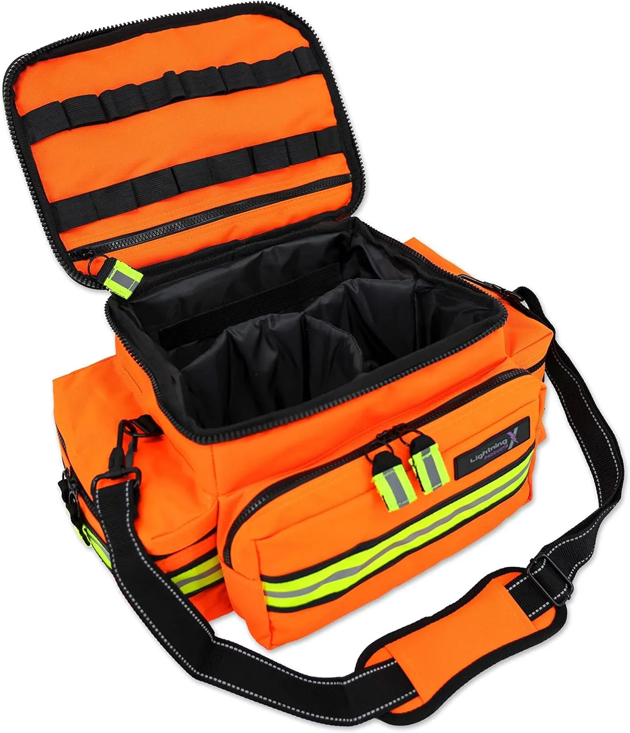 Lightning X Products Lightning X Mid-Sized First Responder EMT Bag | LXMB25 Fully Stocked Aid Kit w/ 200  BLS Supplies - Orange