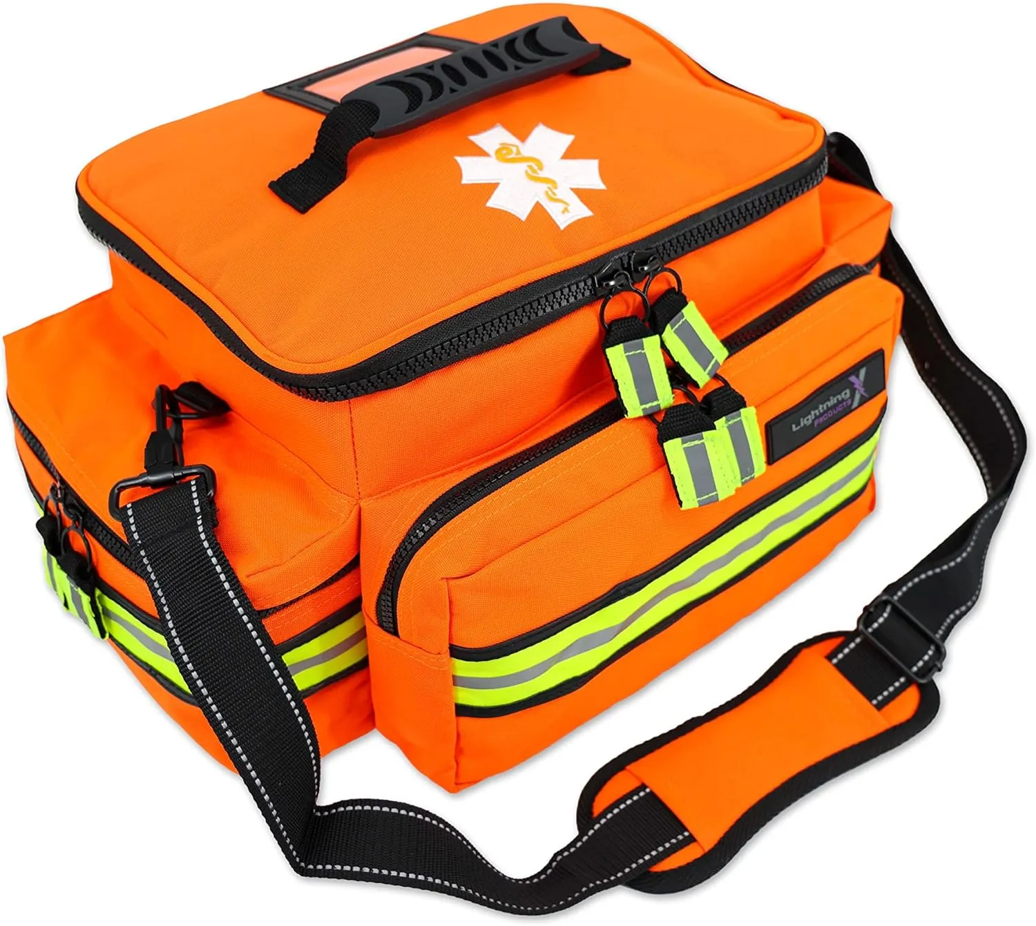 Lightning X Products Lightning X Mid-Sized First Responder EMT Bag | LXMB25 Fully Stocked Aid Kit w/ 200  BLS Supplies - Orange
