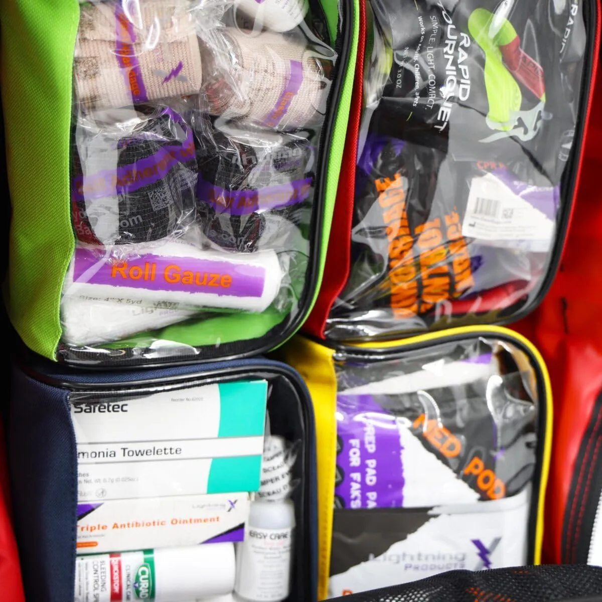 Lightning X Stocked Modular Trauma & Bleeding First Aid Responder Medical Backpack   Kit (Red)