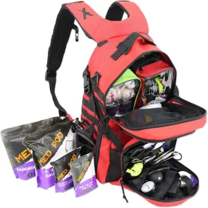 Lightning X Stocked Modular Trauma & Bleeding First Aid Responder Medical Backpack   Kit (Red)