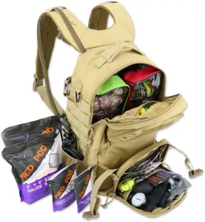Lightning X Stocked Modular Trauma & Bleeding First Aid Responder Medical Backpack   Kit (Tan w/Hydration Bladder)