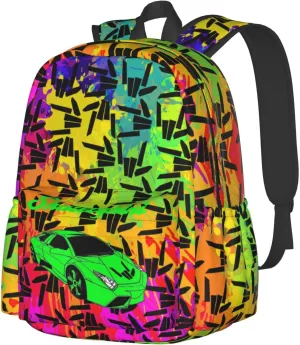 Lightweight Hiking Daypacks Large-Capacity Backpack With Full Print, Adjustable Shoulder Straps, Black4