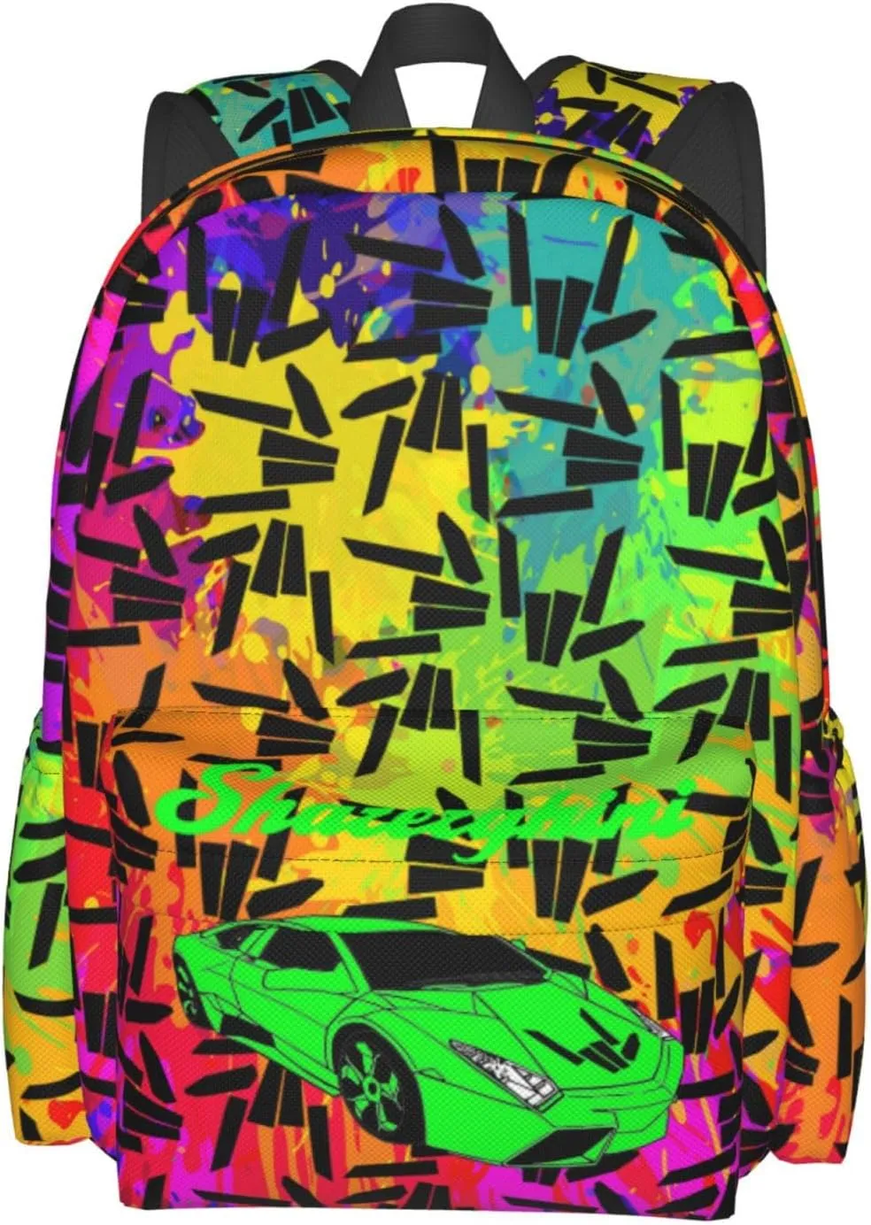 Lightweight Hiking Daypacks Large-Capacity Backpack With Full Print, Adjustable Shoulder Straps, Black4
