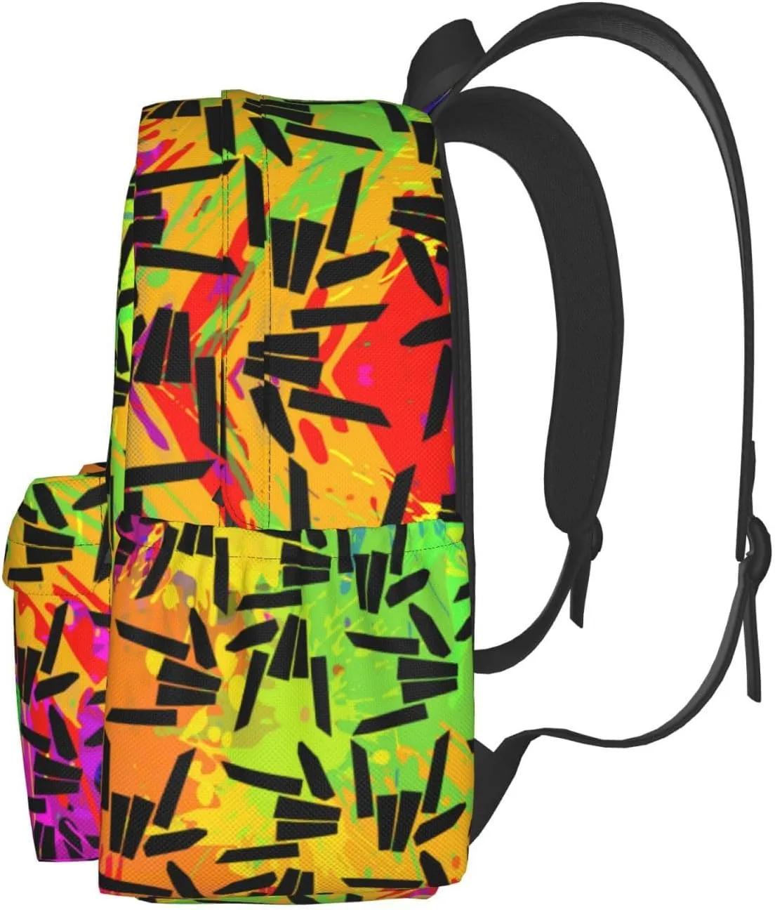 Lightweight Hiking Daypacks Large-Capacity Backpack With Full Print, Adjustable Shoulder Straps, Black4