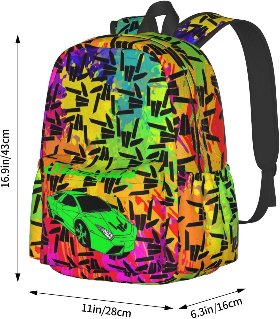 Lightweight Hiking Daypacks Large-Capacity Backpack With Full Print, Adjustable Shoulder Straps, Black4