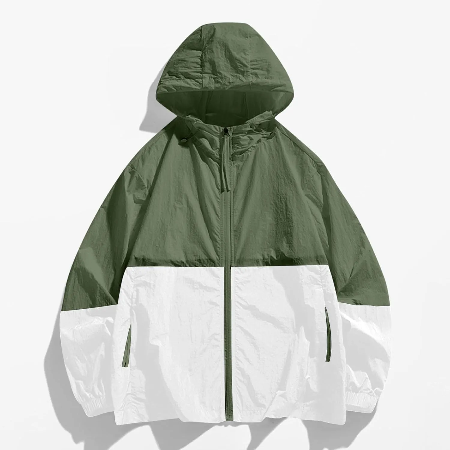 Lightweight Rain Jacket Women Waterproof Rain Coats Color Block Windbreaker Jacket Packable Raincoats Hooded Hackets