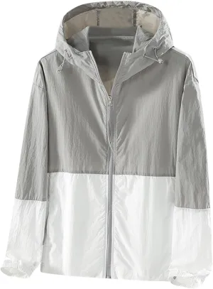 Lightweight Rain Jacket Women Waterproof Rain Coats Color Block Windbreaker Jacket Packable Raincoats Hooded Hackets