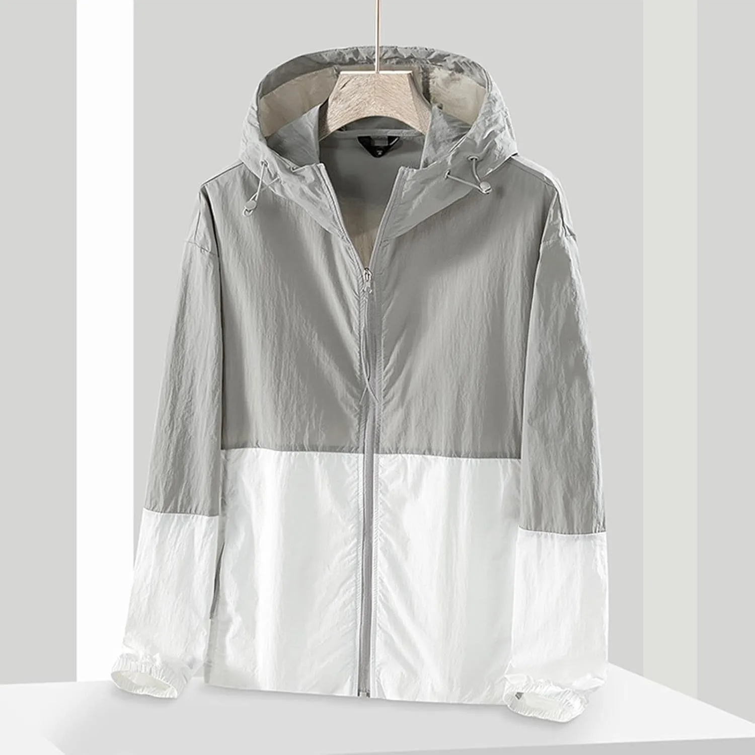 Lightweight Rain Jacket Women Waterproof Rain Coats Color Block Windbreaker Jacket Packable Raincoats Hooded Hackets