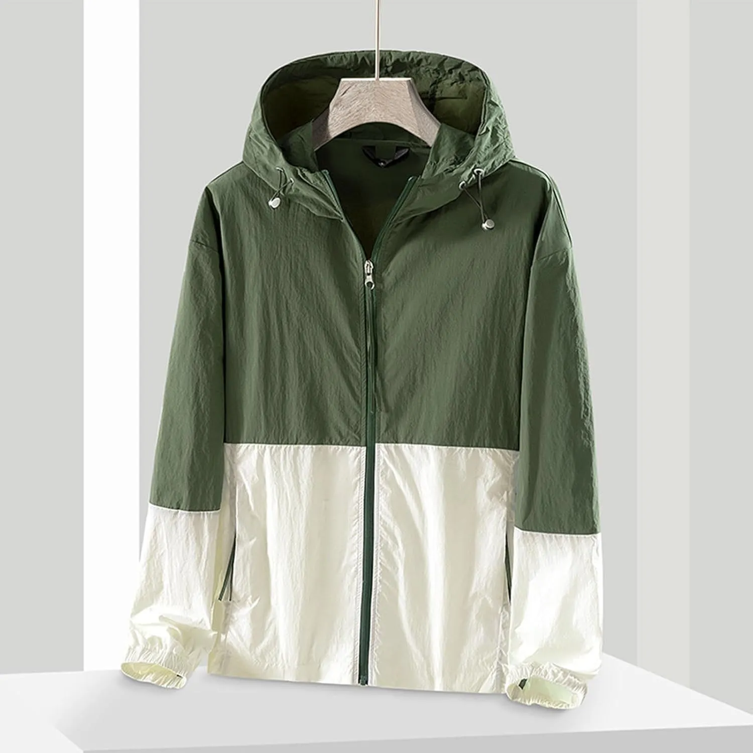 Lightweight Rain Jacket Women Waterproof Rain Coats Color Block Windbreaker Jacket Packable Raincoats Hooded Hackets