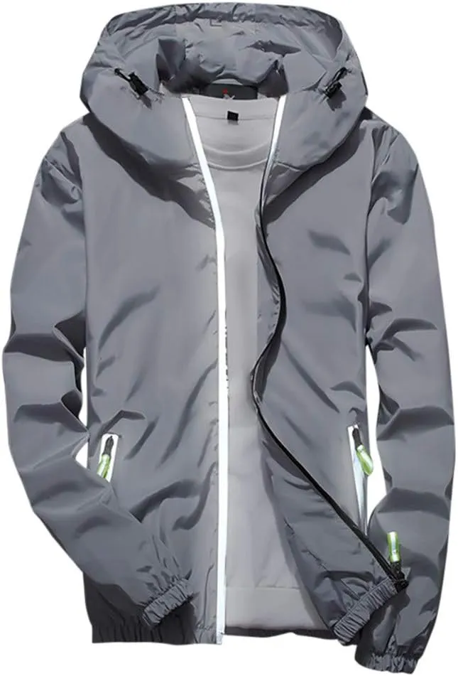 Lightweight Windbreaker Jackets For Men Big And Tall Spring Fall Casual Zipper Waterproof Mountain Coats,M-7XL
