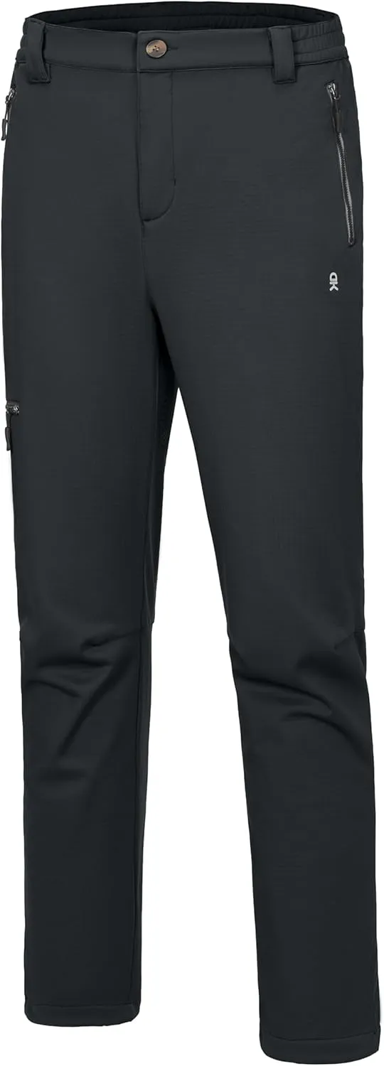 Little Donkey Andy Men's Fleece Lined Hiking Pants Winter, Softshell Snow Ski Pants Outdoor, Water Repellent
