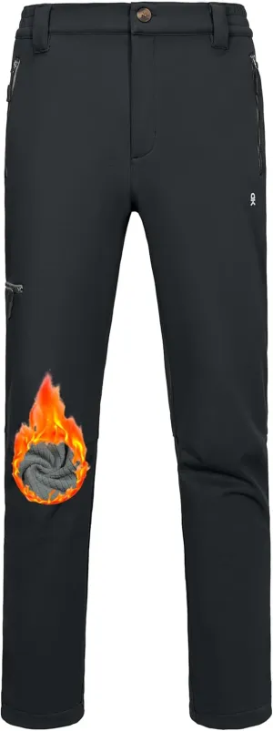 Little Donkey Andy Men's Fleece Lined Hiking Pants Winter, Softshell Snow Ski Pants Outdoor, Water Repellent