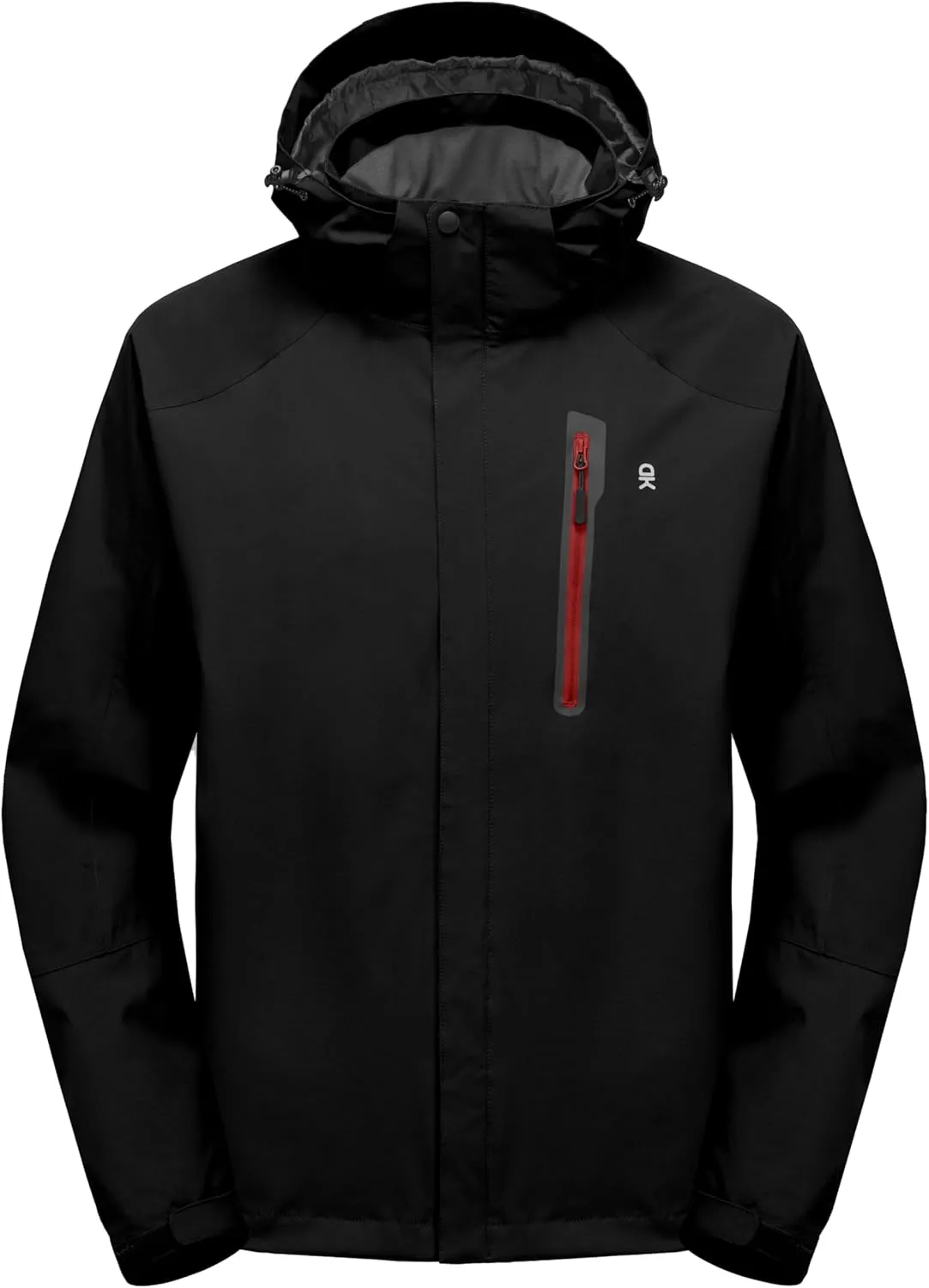 Little Donkey Andy Men's Rain Jacket with Detachable Hood Waterproof Lightweight Breathable Raincoat for Hiking Travel Casual Black/Black S