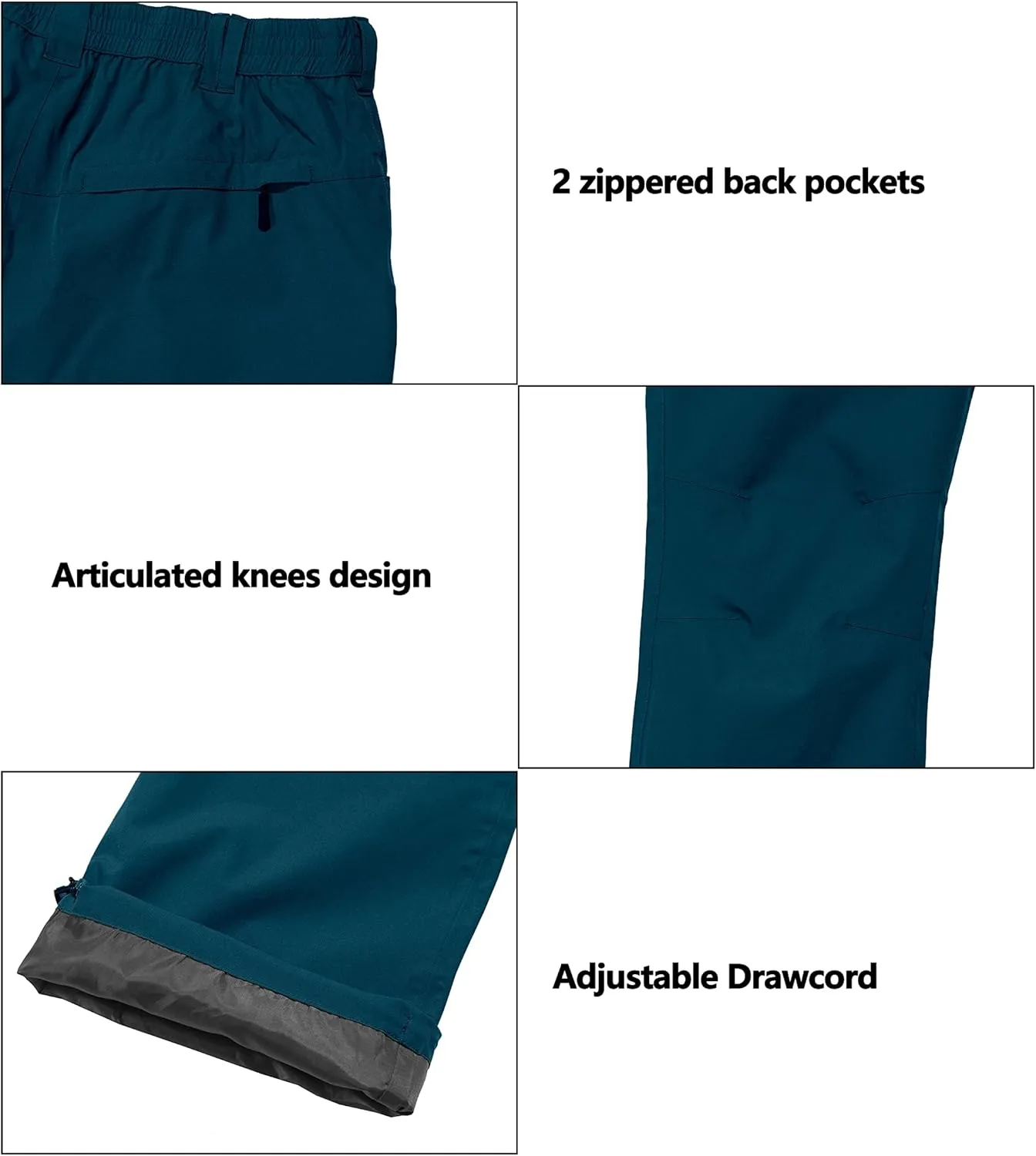 Little Donkey Andy Mens Rain Pants Waterproof Lightweight Breathable Rainproof Pants for Hiking Golf Fishing