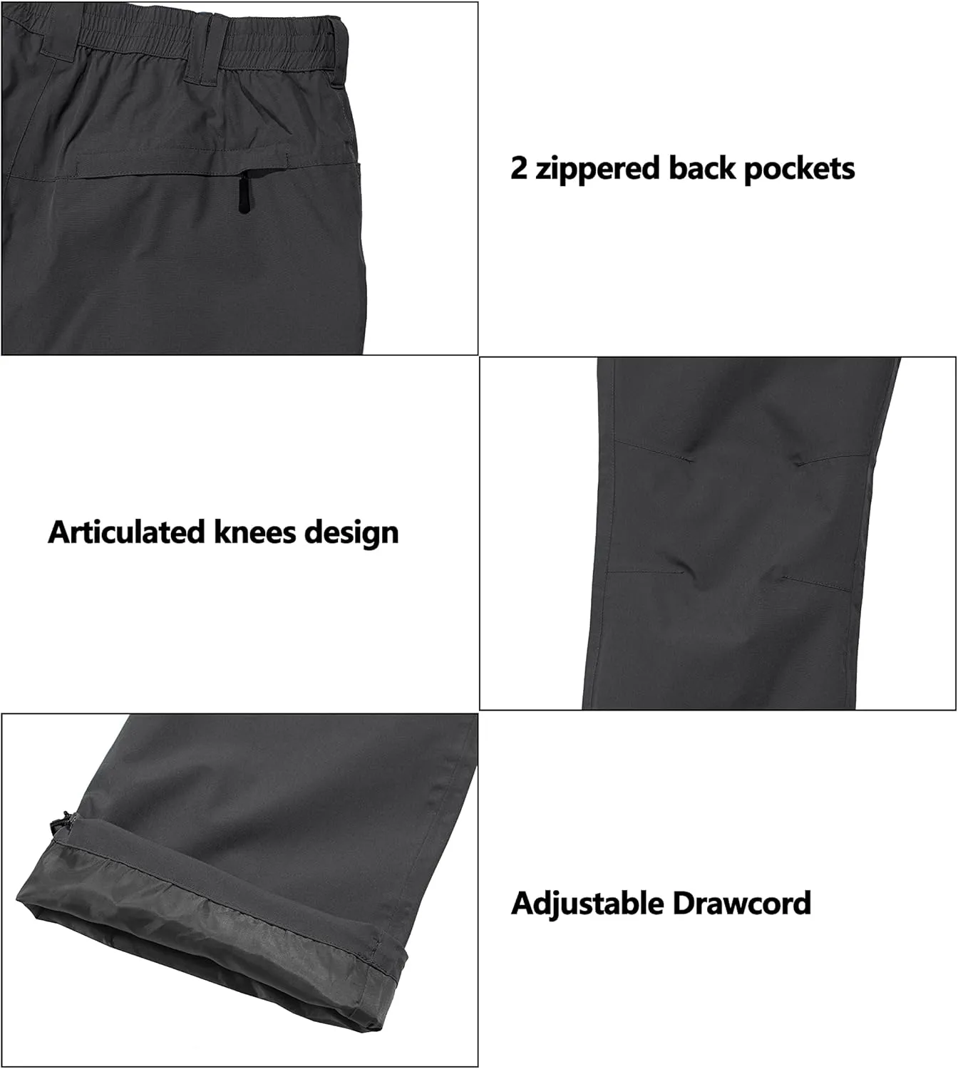 Little Donkey Andy Mens Rain Pants Waterproof Lightweight Breathable Rainproof Pants for Hiking Golf Fishing