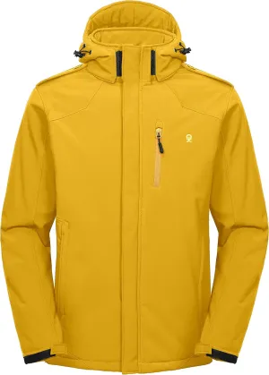 Little Donkey Andy Men's Warm Sherpa Lined Winter Softshell Jacket Windproof Mountain Ski Snow Coat with Removable Hood