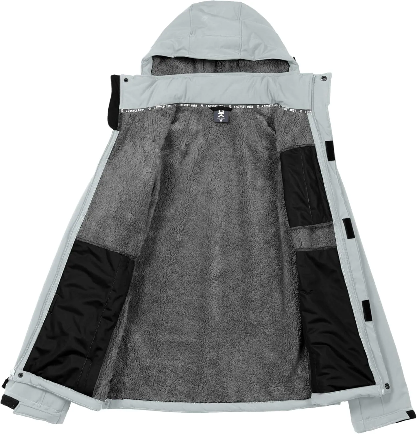 Little Donkey Andy Men's Warm Sherpa Lined Winter Softshell Jacket Windproof Mountain Ski Snow Coat with Removable Hood