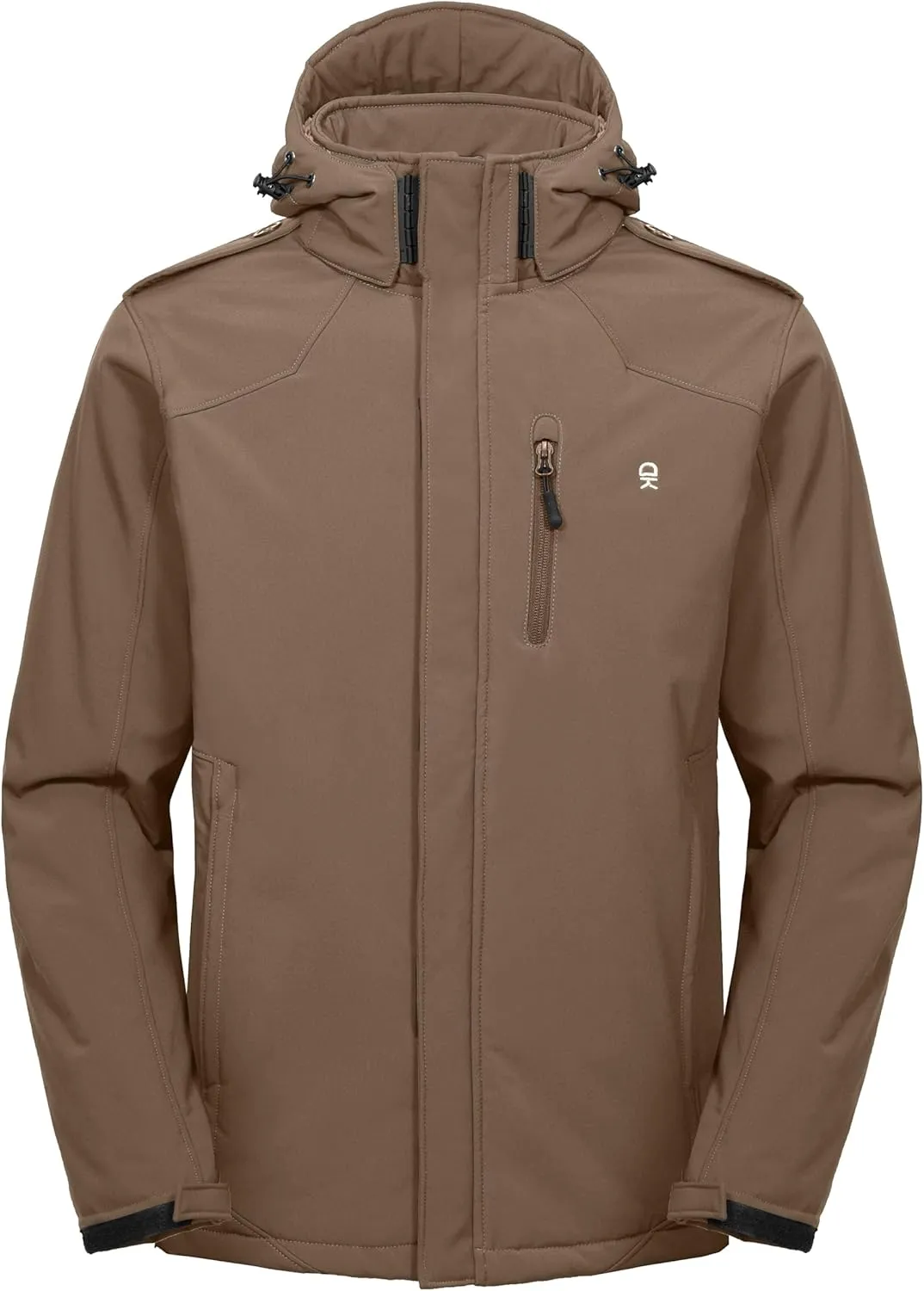 Little Donkey Andy Men's Warm Sherpa Lined Winter Softshell Jacket Windproof Mountain Ski Snow Coat with Removable Hood