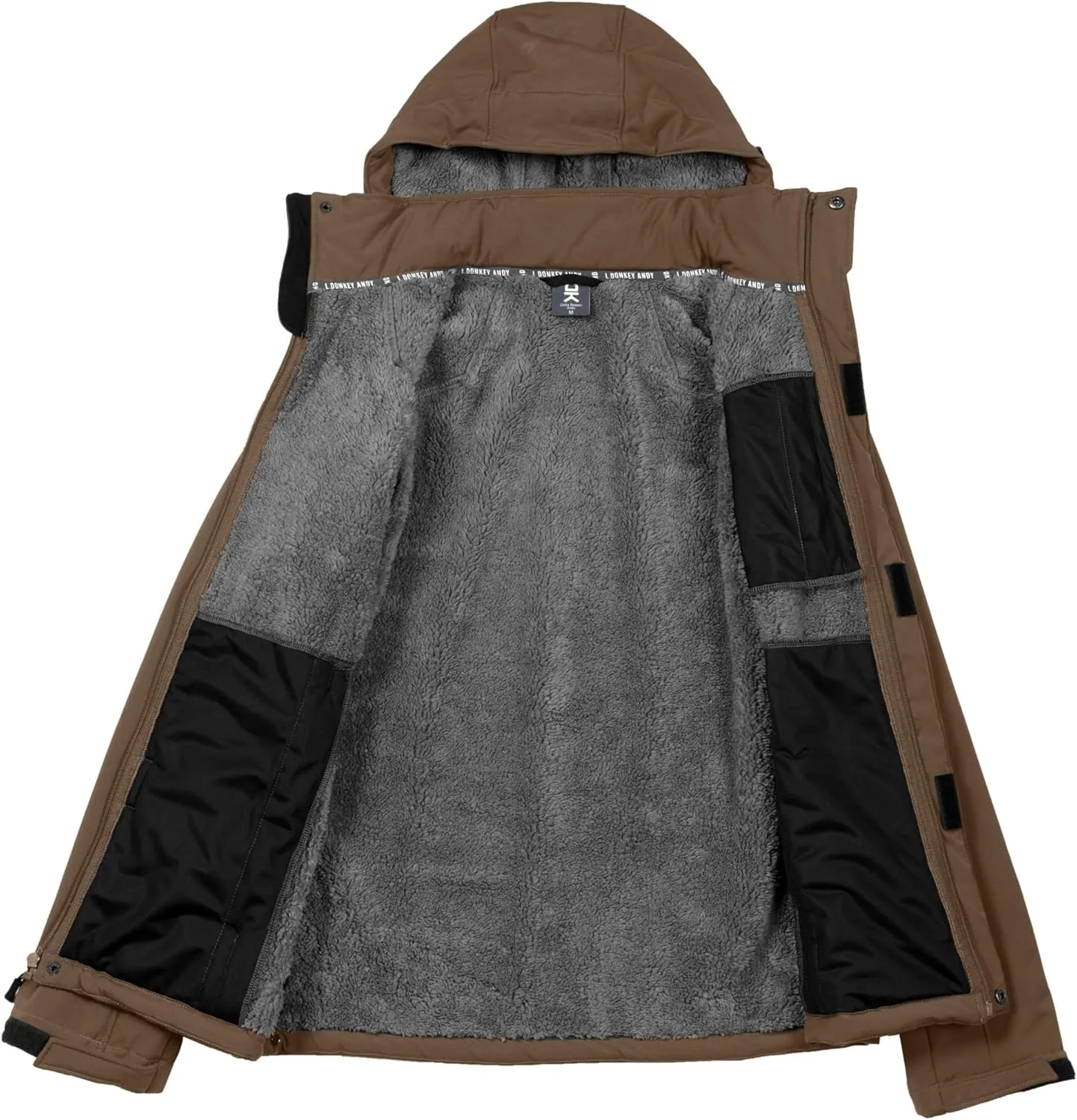 Little Donkey Andy Men's Warm Sherpa Lined Winter Softshell Jacket Windproof Mountain Ski Snow Coat with Removable Hood