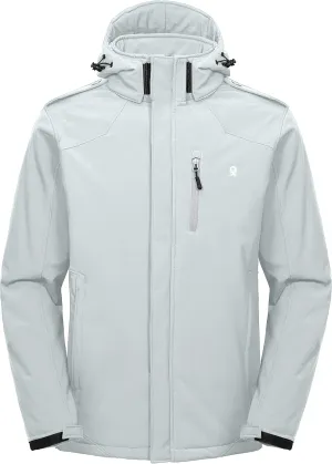 Little Donkey Andy Men's Warm Sherpa Lined Winter Softshell Jacket Windproof Mountain Ski Snow Coat with Removable Hood