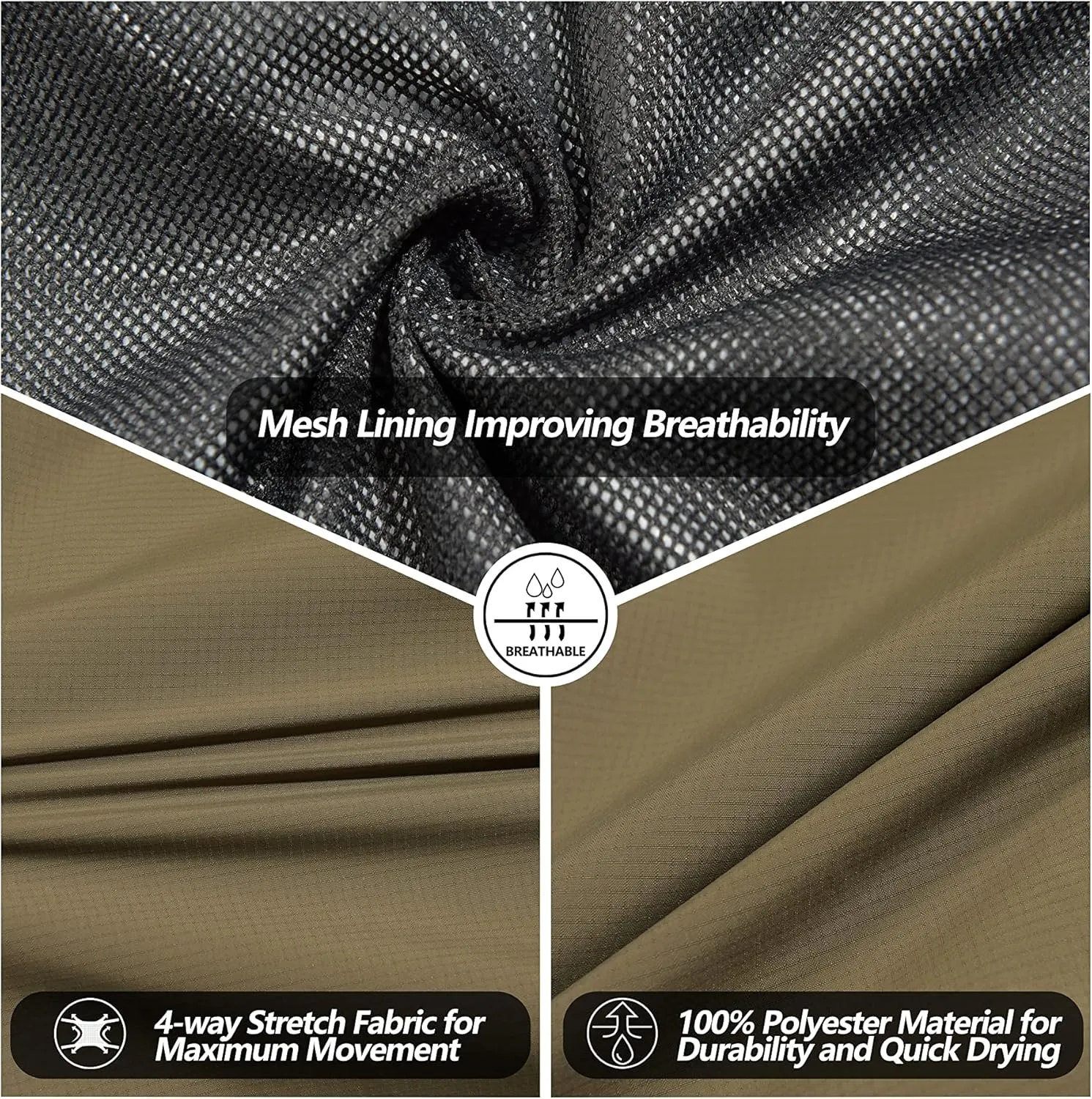 Little Donkey Andy Men's Waterproof Lightweight Rain Pants Breathable Windproof Hiking Golf Fishing Pants