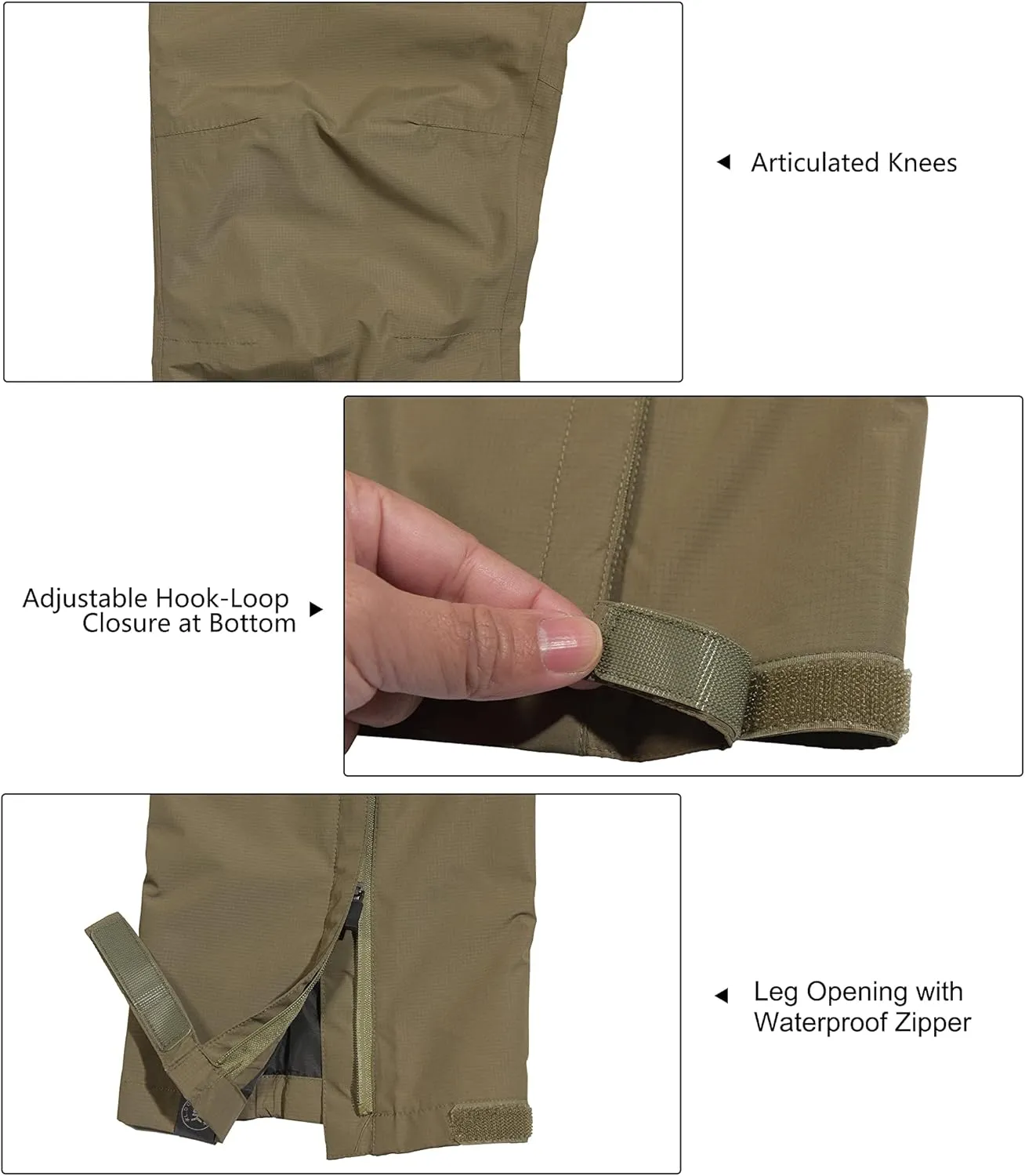Little Donkey Andy Men's Waterproof Lightweight Rain Pants Breathable Windproof Hiking Golf Fishing Pants