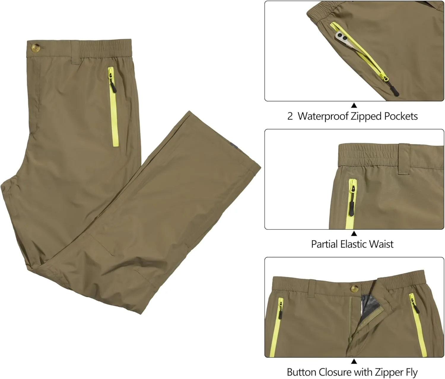 Little Donkey Andy Men's Waterproof Lightweight Rain Pants Breathable Windproof Hiking Golf Fishing Pants