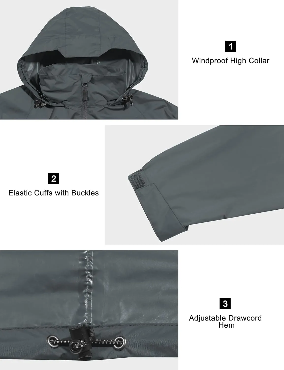 Little Donkey Andy Men's Waterproof Rain Jacket Lightweight Rain Shell Jacket Raincoat with Packable Hood