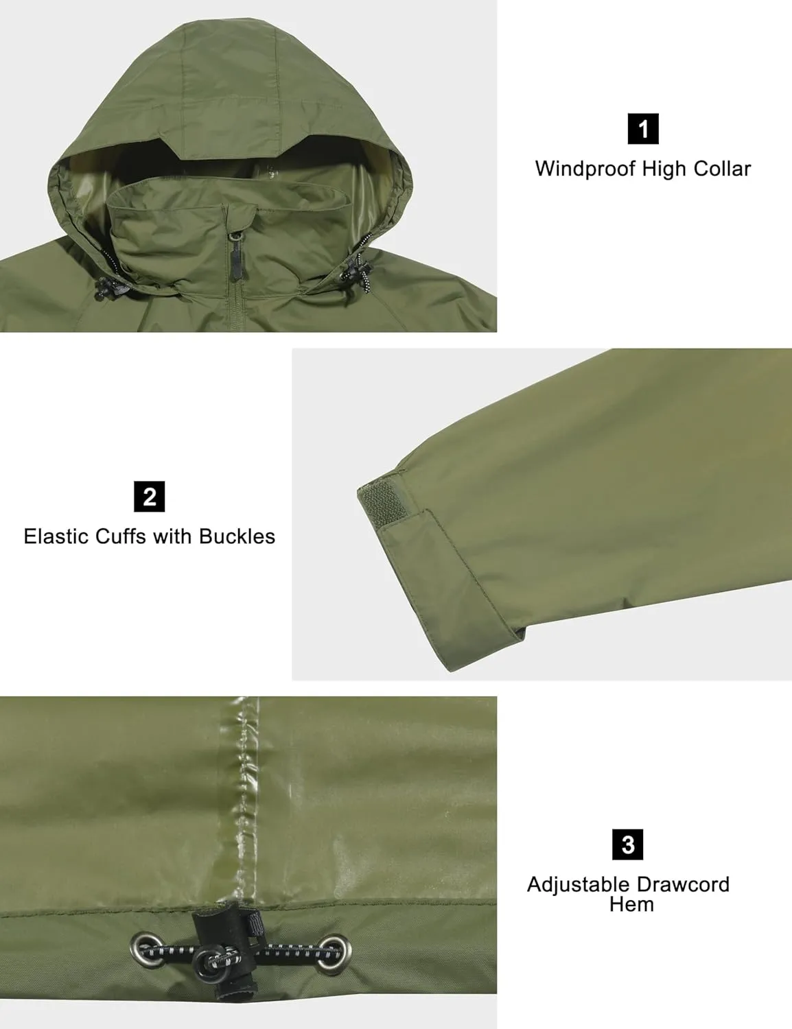 Little Donkey Andy Men's Waterproof Rain Jacket Lightweight Rain Shell Jacket Raincoat with Packable Hood