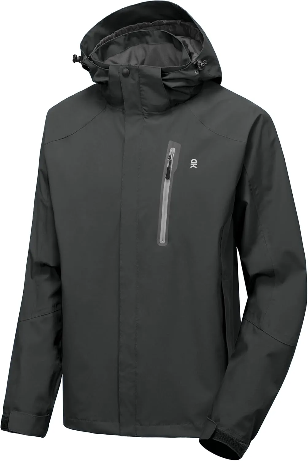 Little Donkey Andy Men's Waterproof Rain Jacket with Detachable Hood Outdoor Raincoat for Hiking Travel Cycling