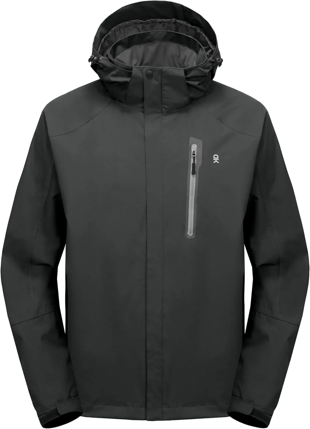 Little Donkey Andy Men's Waterproof Rain Jacket with Detachable Hood Outdoor Raincoat for Hiking Travel Cycling