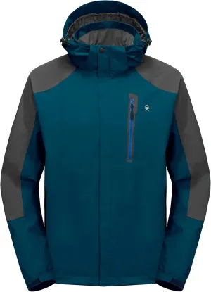 Little Donkey Andy Men's Waterproof Rain Jacket with Detachable Hood Outdoor Raincoat for Hiking Travel Cycling