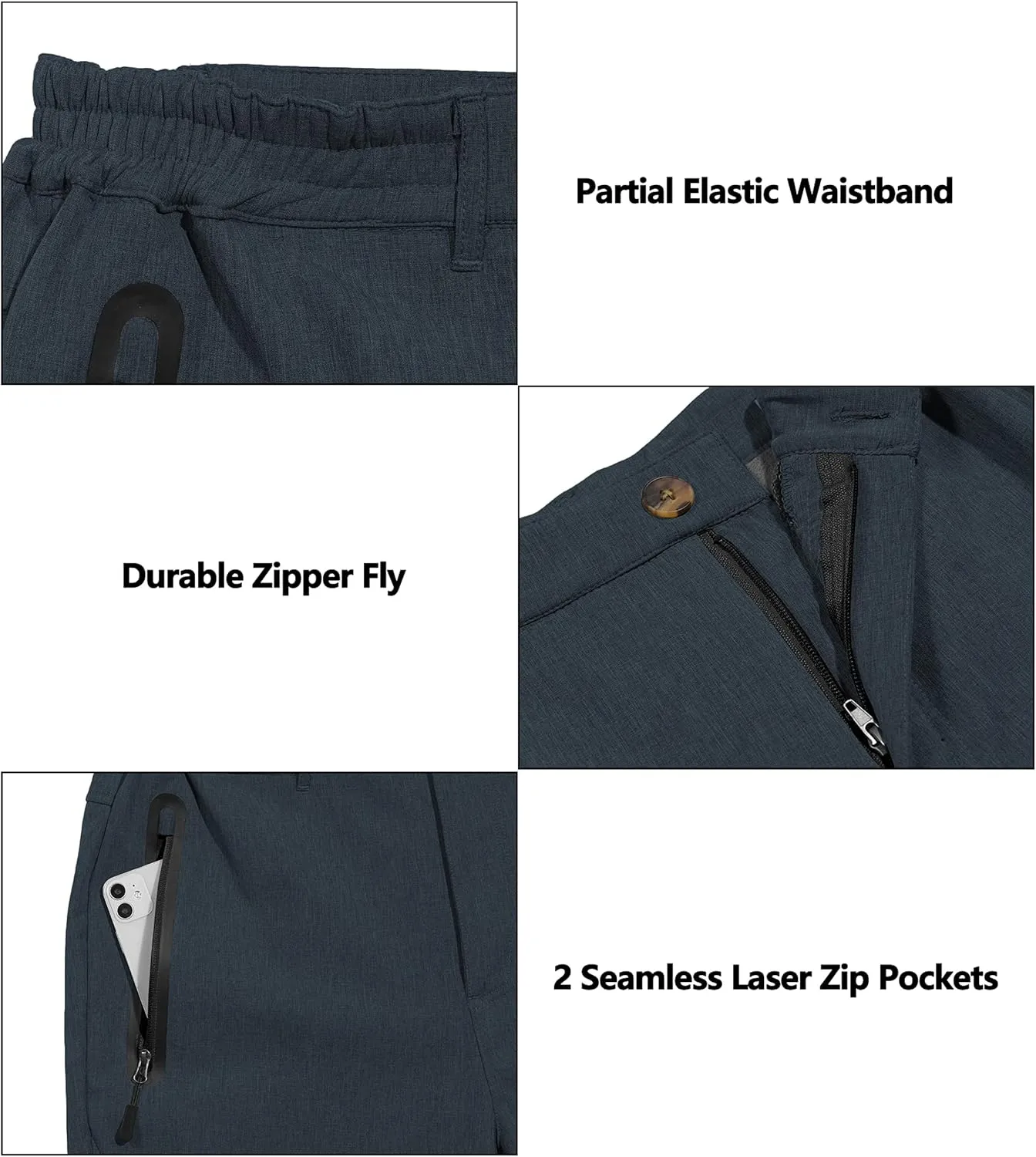 Little Donkey Andy Men's Windproof Fleece Lined Hiking Cargo Pants Water Repellent Softshell Ski Snow Pants