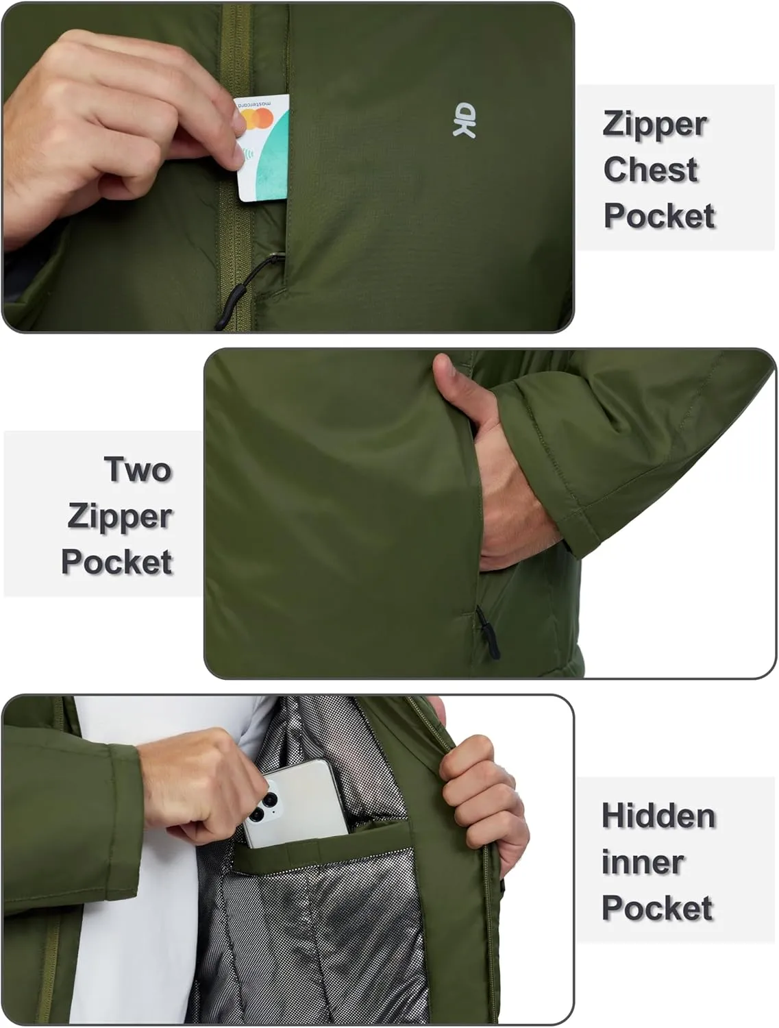 Little Donkey Andy Men's Winter Heat Reflective Jackets Water-Resistant Detachable hooded Insulated Thermal Ski Snow Coat
