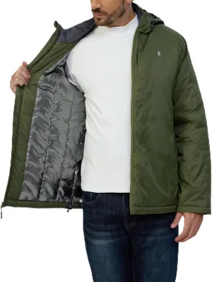 Little Donkey Andy Men's Winter Heat Reflective Jackets Water-Resistant Detachable hooded Insulated Thermal Ski Snow Coat