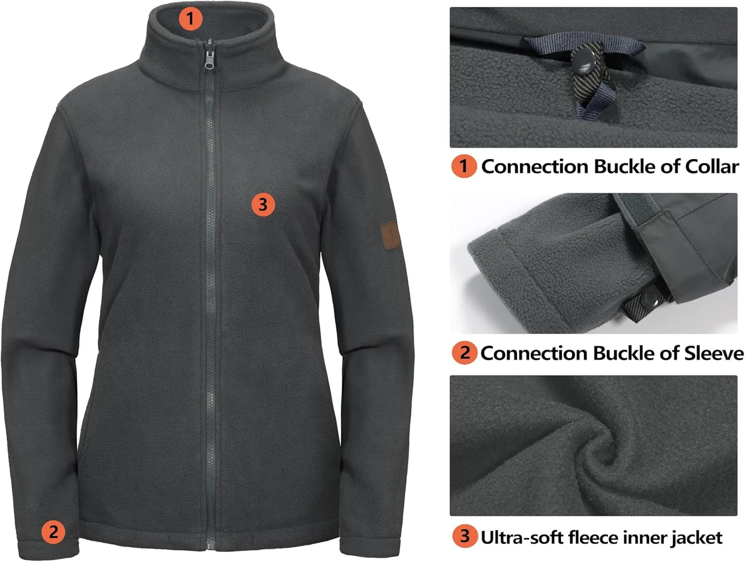 Little Donkey Andy Women's 3 in 1 Winter Ski Jacket Warm Fleece Liner Jacket Waterproof Windproof Snow Coat & Detachable Hood