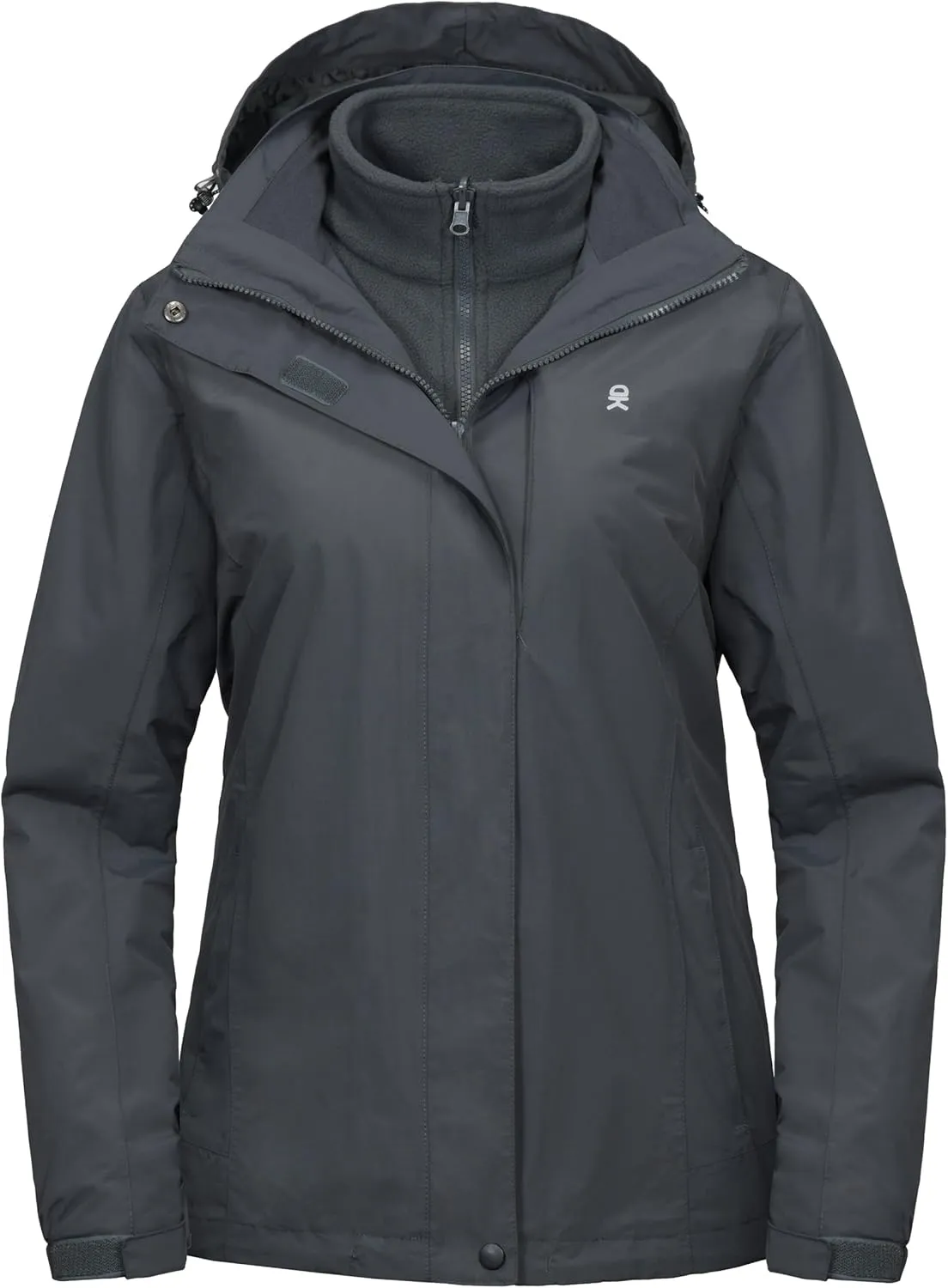 Little Donkey Andy Women's 3 in 1 Winter Ski Jacket Warm Fleece Liner Jacket Waterproof Windproof Snow Coat & Detachable Hood
