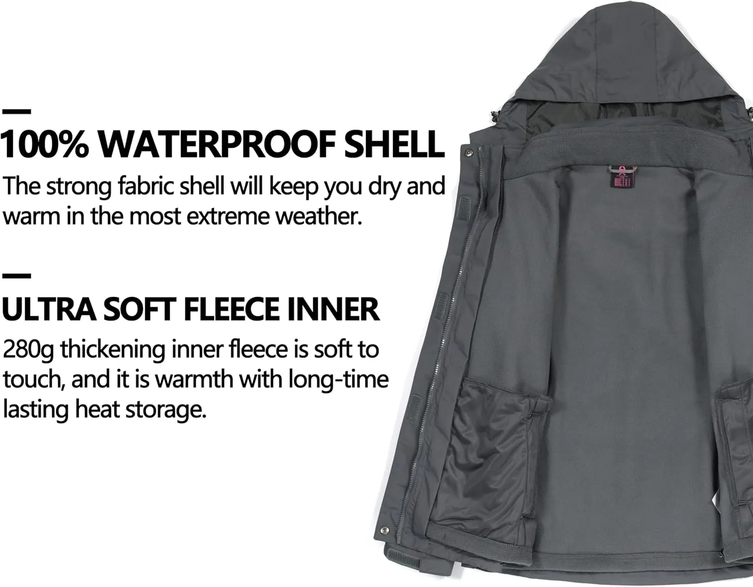 Little Donkey Andy Women's 3 in 1 Winter Ski Jacket Warm Fleece Liner Jacket Waterproof Windproof Snow Coat & Detachable Hood