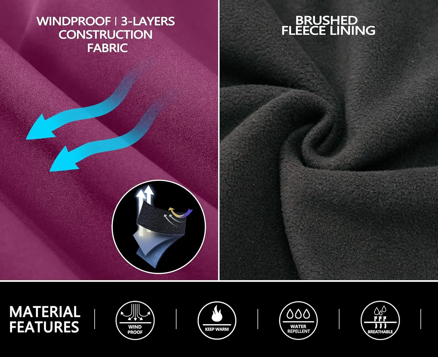Little Donkey Andy Women's Fleece Lined Waterproof Softshell Pants Hiking Ski Snowboarding Pants