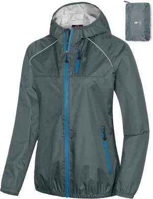 Little Donkey Andy Women's Lightweight Cycling Rain Jacket with Hood, Waterproof and Windproof, Packable
