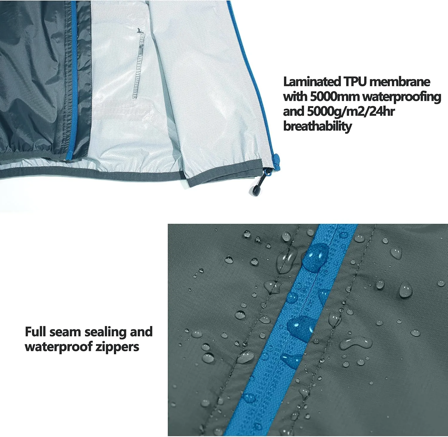 Little Donkey Andy Women's Lightweight Cycling Rain Jacket with Hood, Waterproof and Windproof, Packable